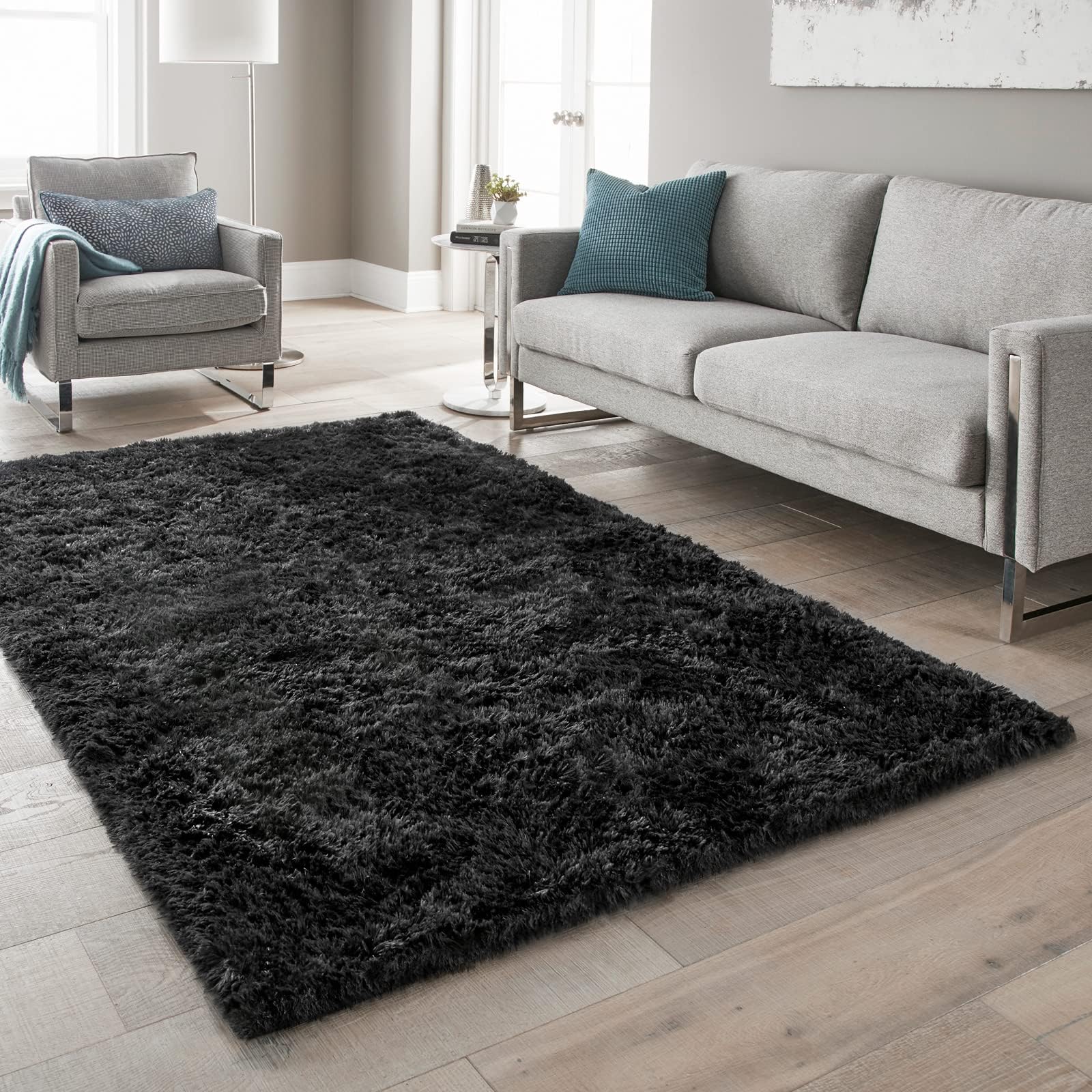 Ophanie tapis noir échelle taille, illustre dimensions 5x8 pratiques