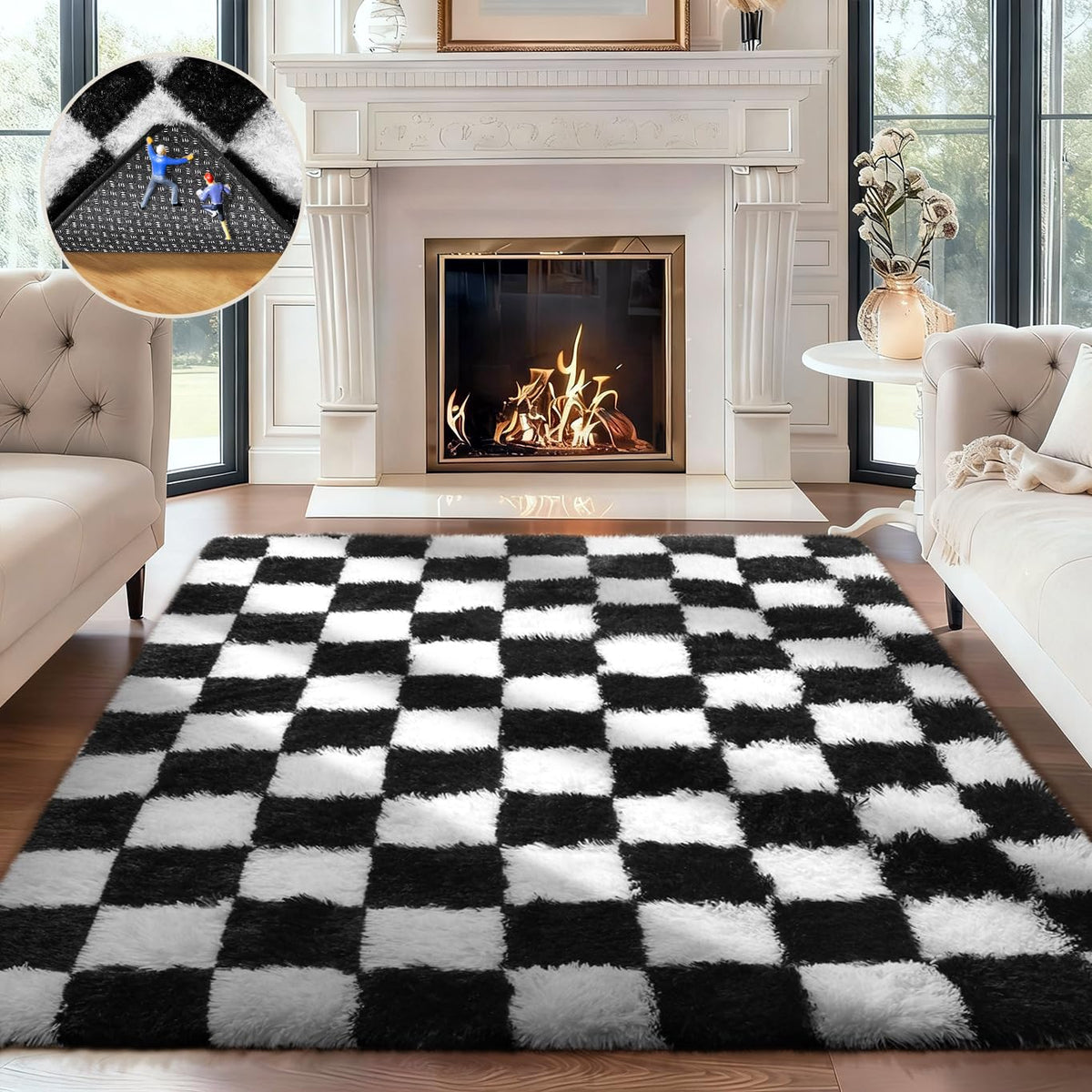 Ophanie tapis damier face avant apportant style moderne et confort