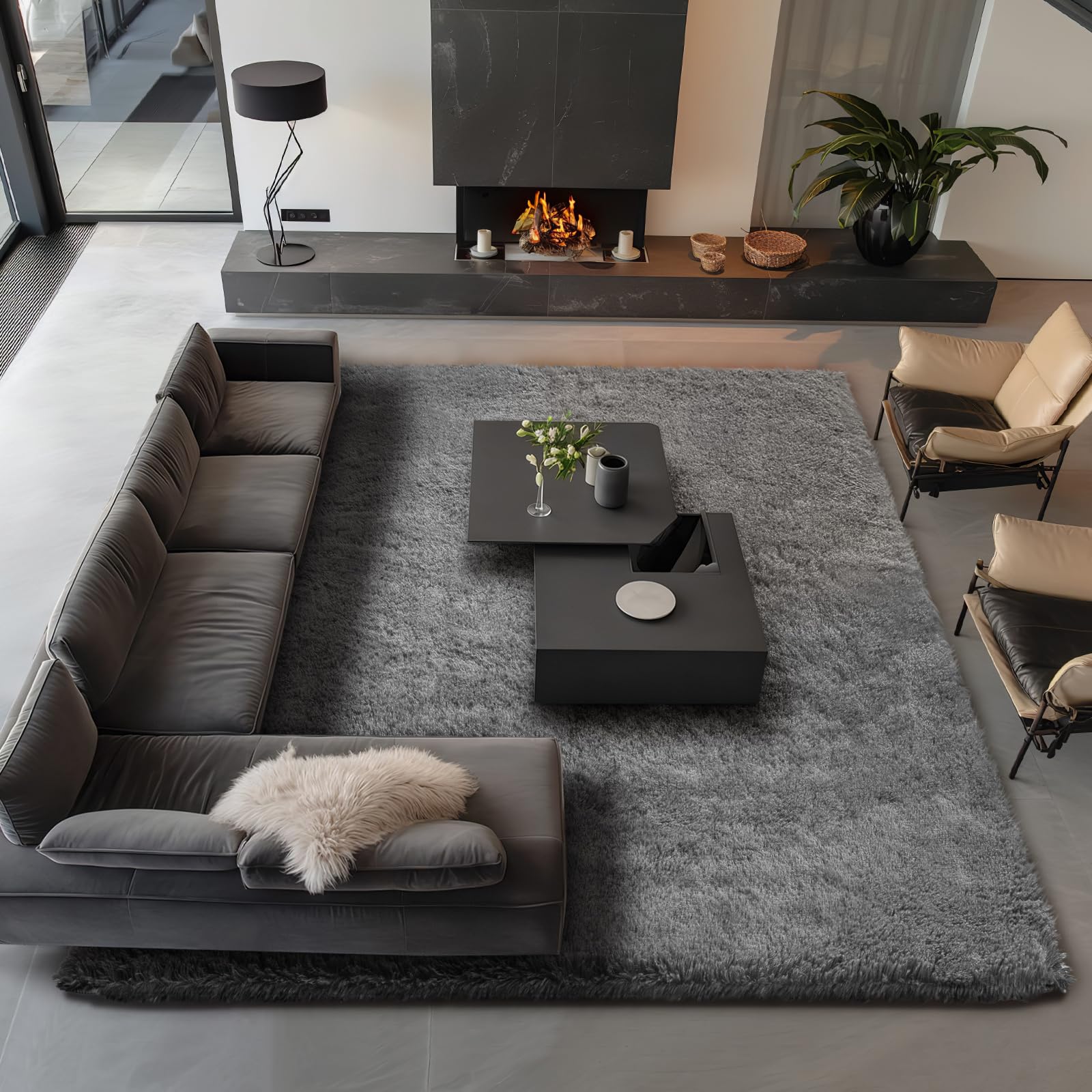 Ophanie tapis en usage salon sous canapé, augmente confort et esthétique