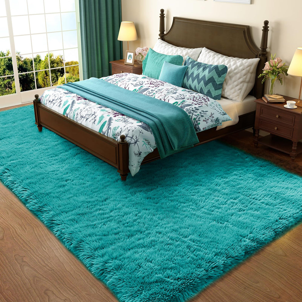 Ophanie tapis face avant bleu sarcelle montrant design et teinte apaisante