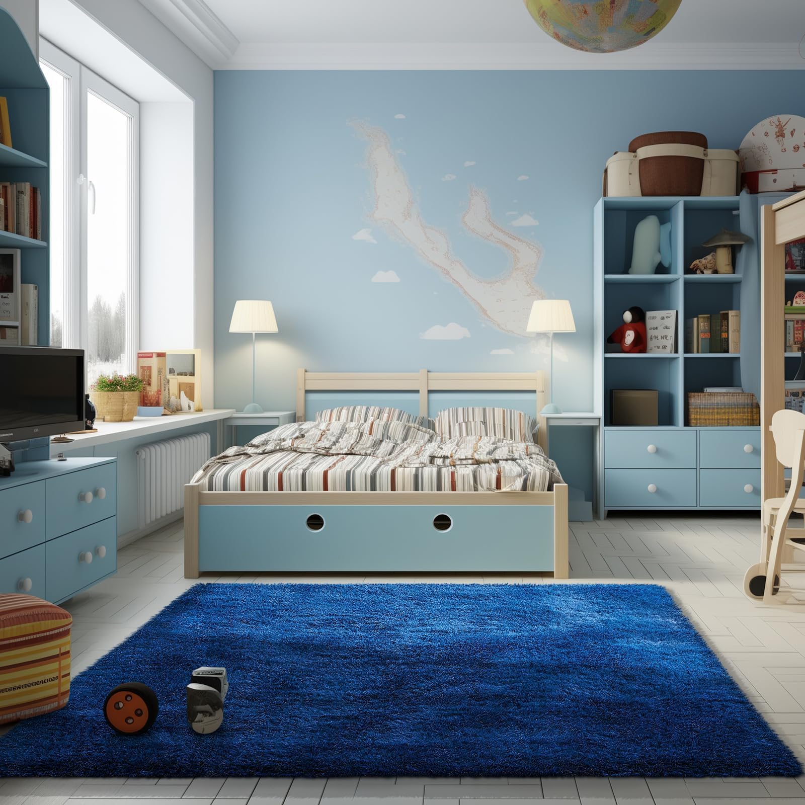 Ophanie tapis face avant bleu marine apportant élégance et confort