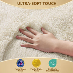 Ophanie gros plan sur fibres shag montrant texture dense et sensation moelleuse