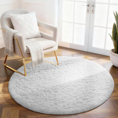 Ophanie tapis rond face avant blanc apportant confort visuel