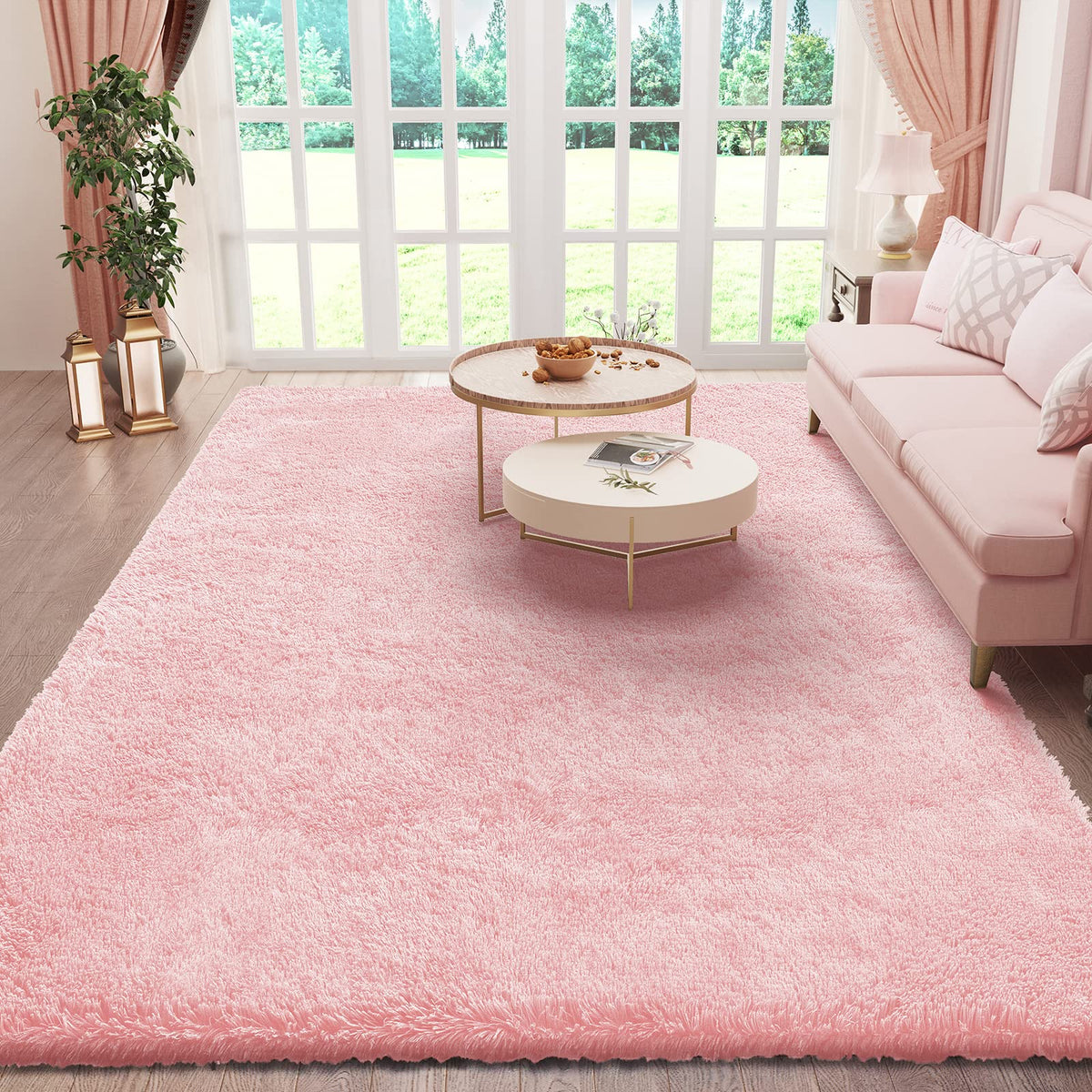 Ophanie tapis rose vue face, apportant confort et douceur immédiate