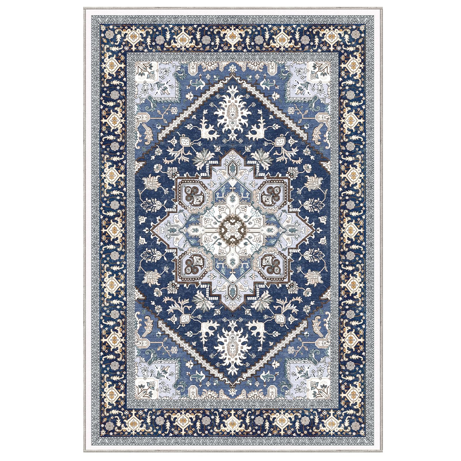 OPPODREAM tapis bleu et or près d'un canapé, ajoute style et protection au sol