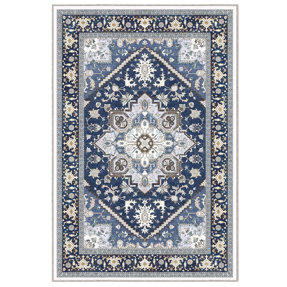 OPPODREAM tapis bleu et or près d'un canapé, ajoute style et protection au sol