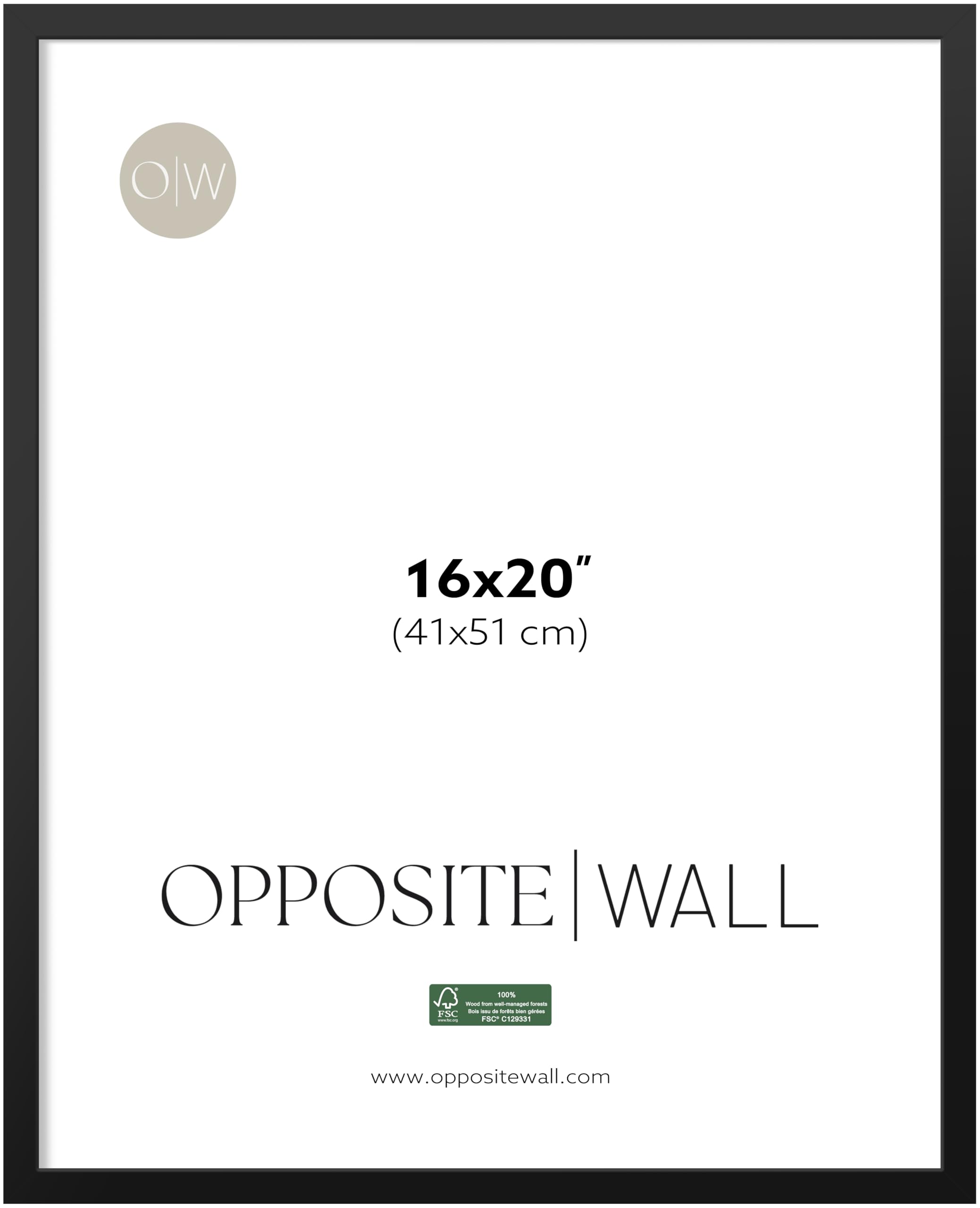 Opposite Wall vue avant du cadre 16x20 in montrant finition noire élégante