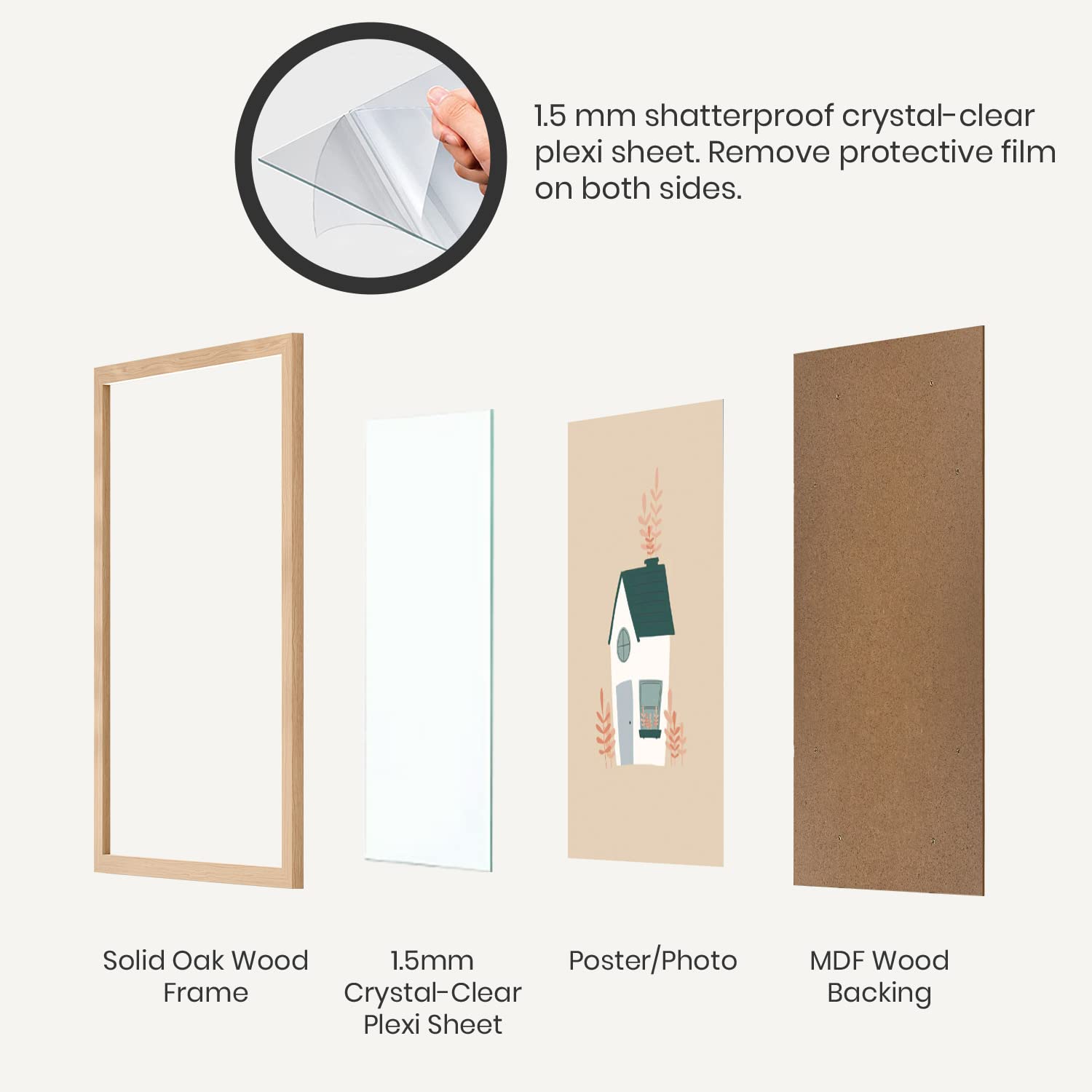 Opposite Wall plexi protection montrant film anti-rayures facile à retirer