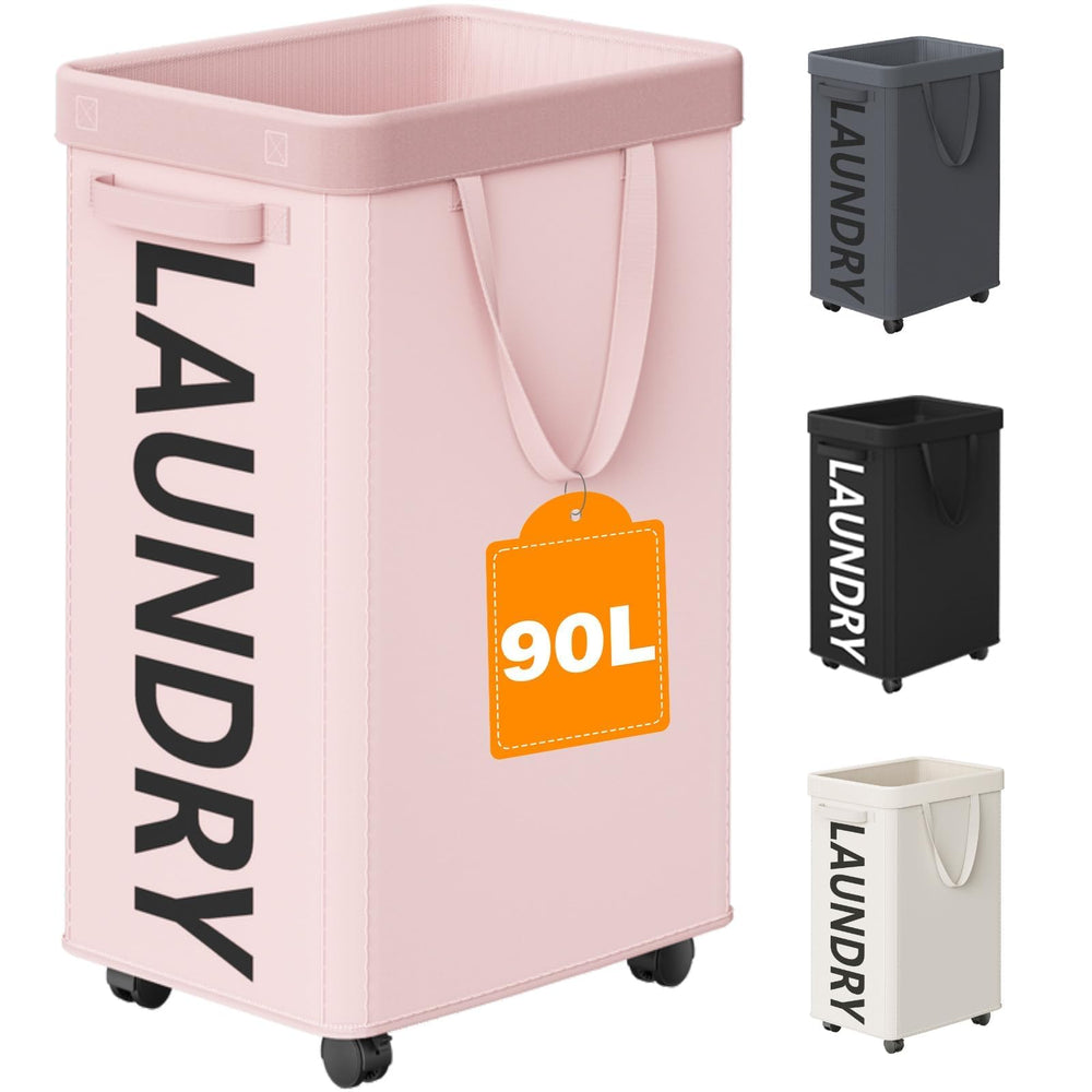 Optish vue avant du panier à linge 90L avec rangement facile