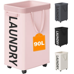 Optish vue avant du panier à linge 90L avec rangement facile
