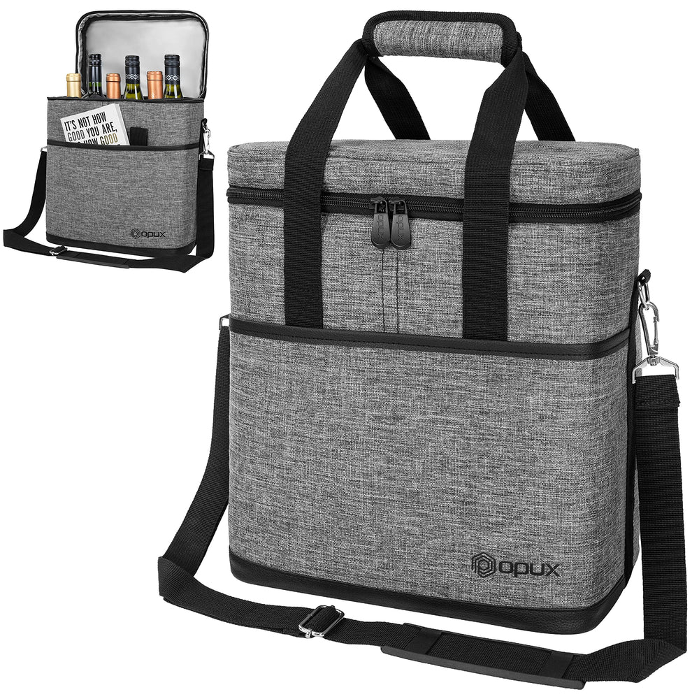 opux sac isotherme face montrant la fermeture et capacité six bouteilles