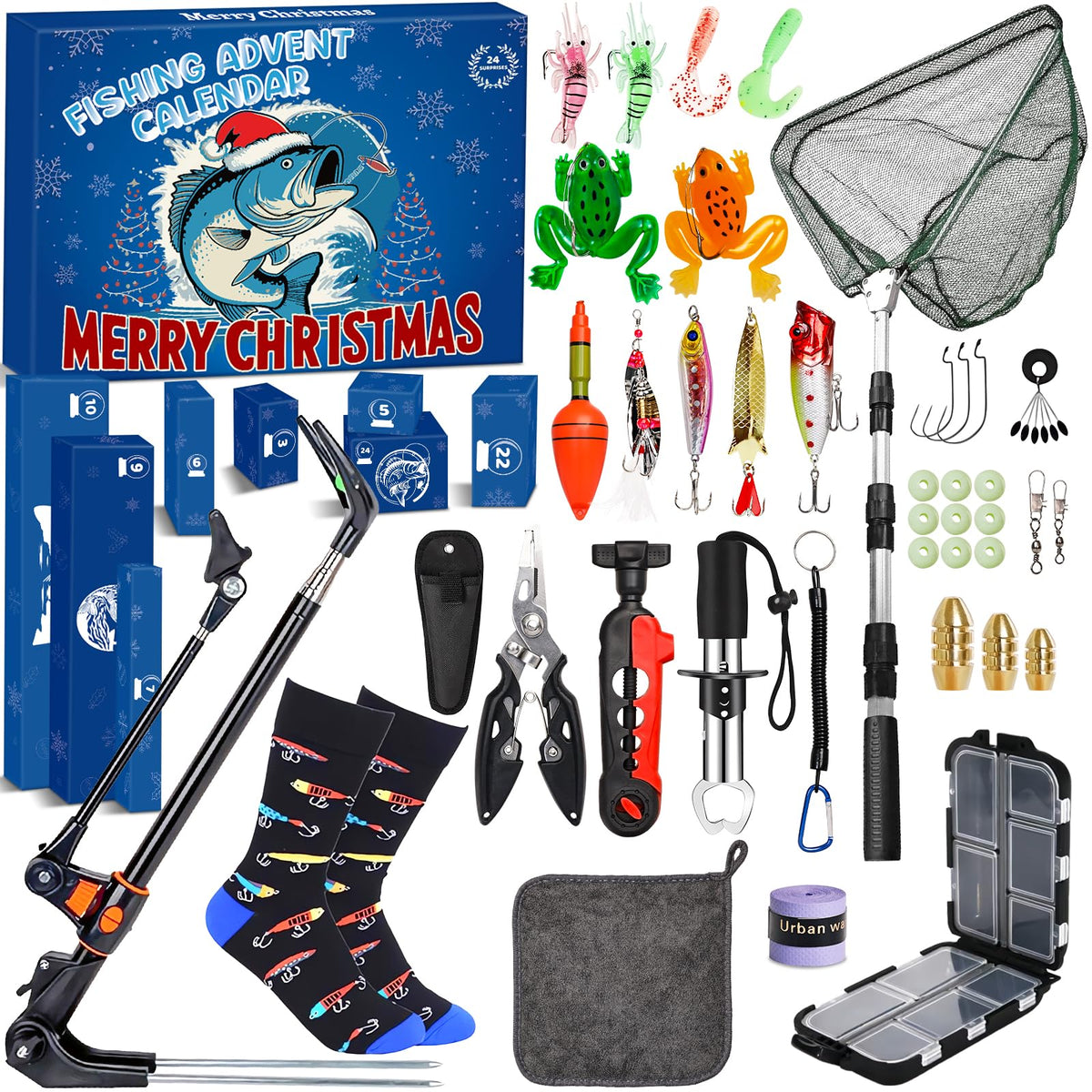 Oralaqua face boîte festive montrant 24 cases pour compter les jours de pêche