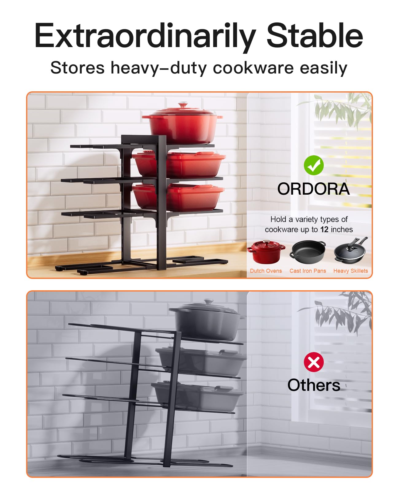 ORDORA plan rapproché du métal robuste montrant finition en fer durable