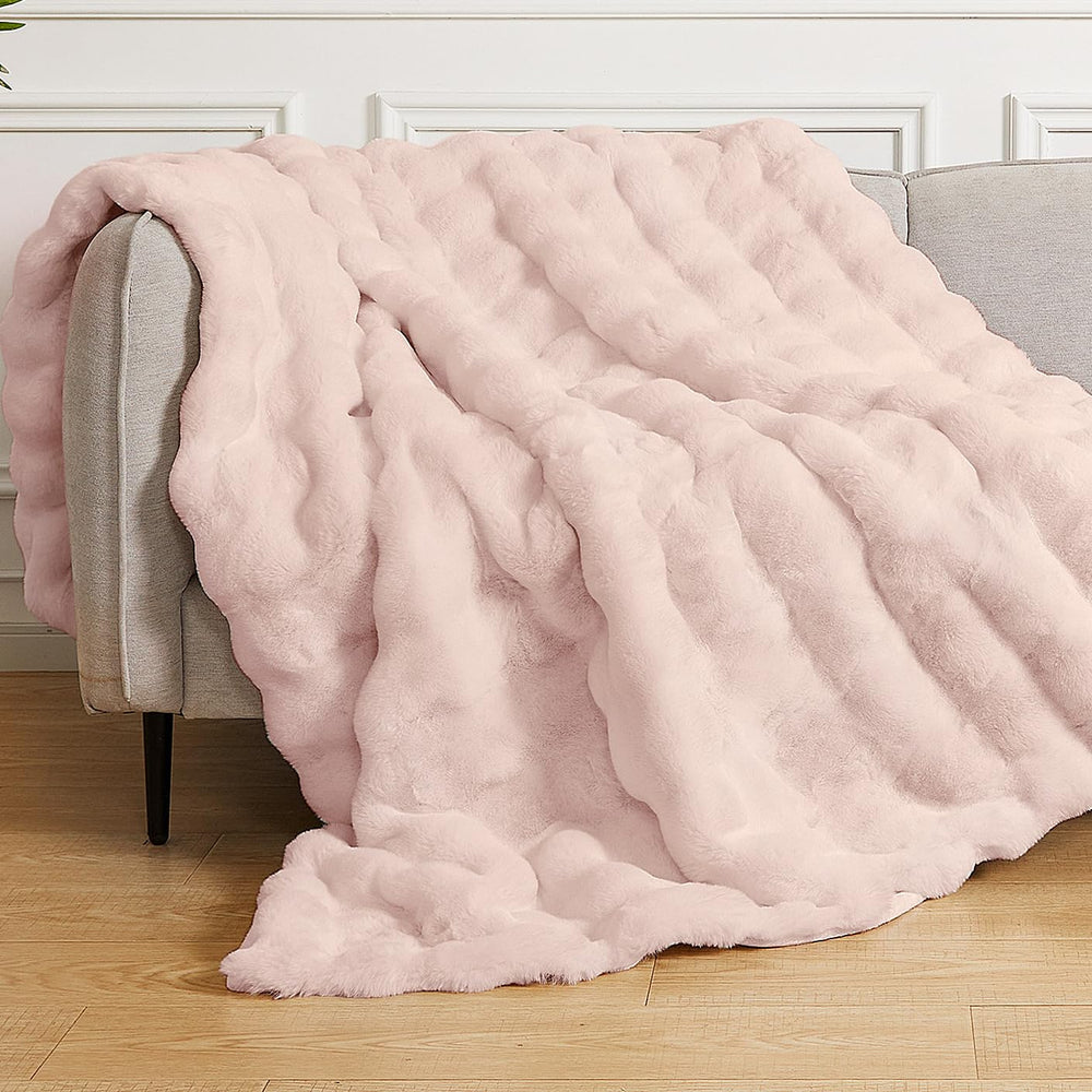 ORINOVA plaid face avant rose, finition élégante et cosy