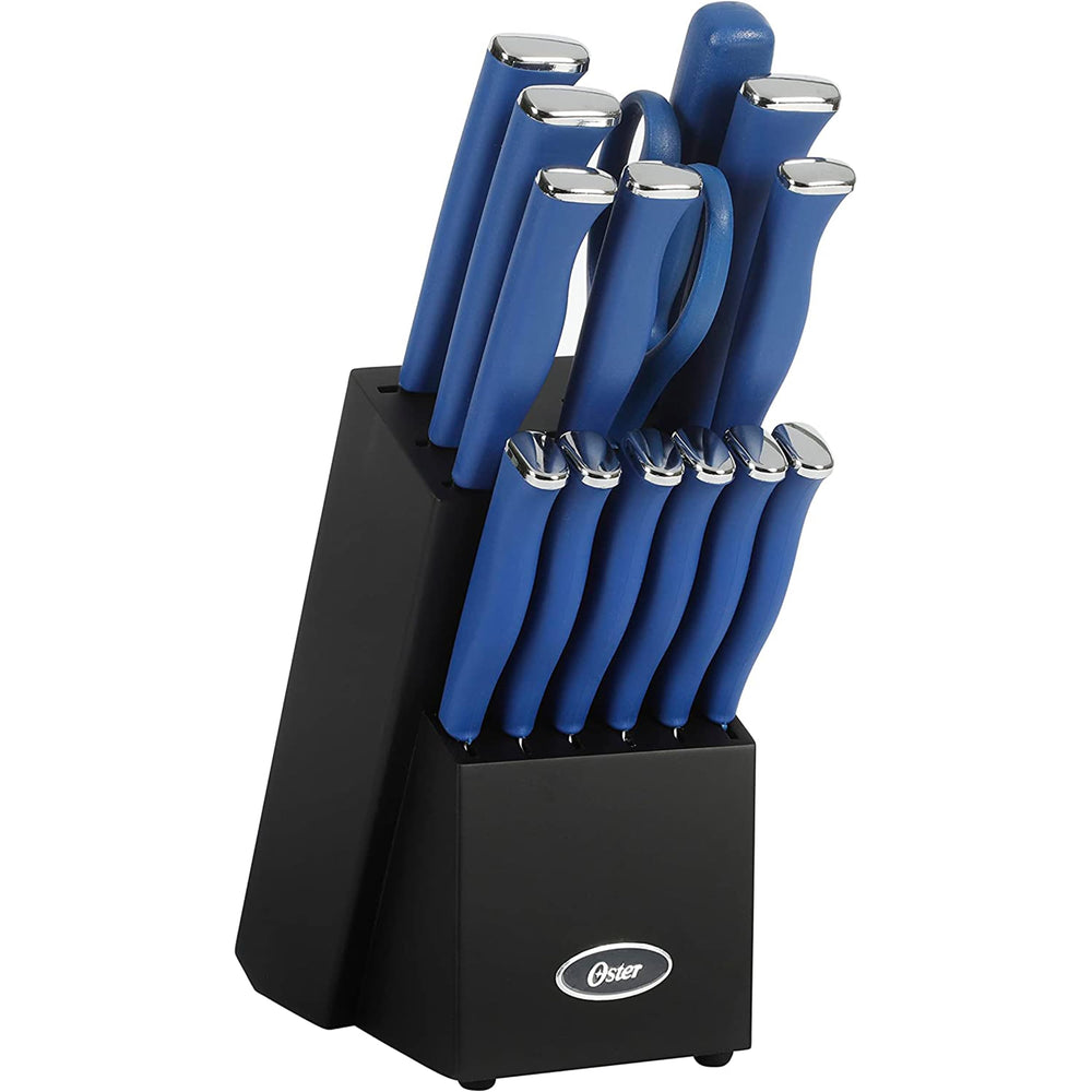 Oster bloc bois devant montrant rangement sûr et accès rapide