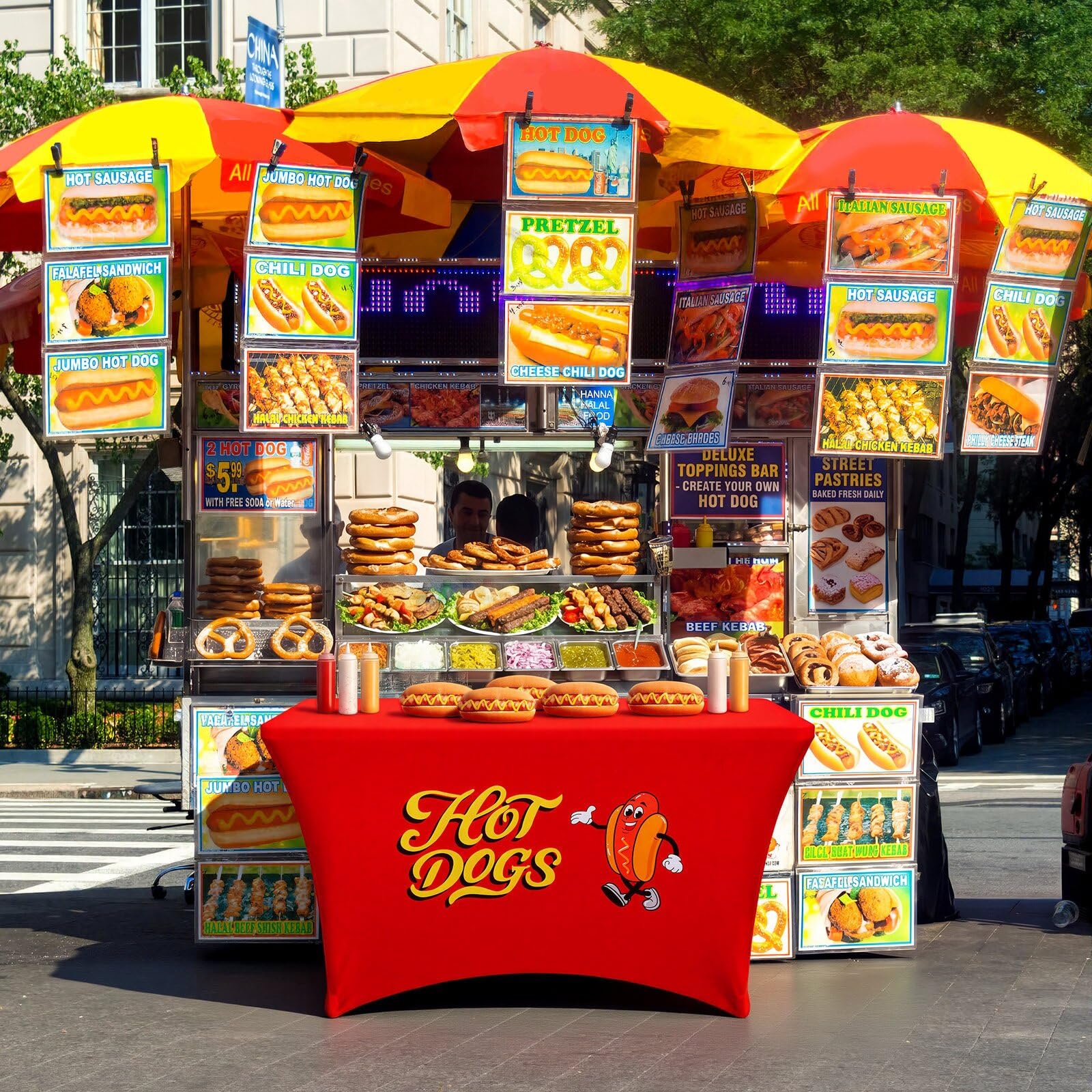 Oudain clients attirés devant stand démontrant effet visuel