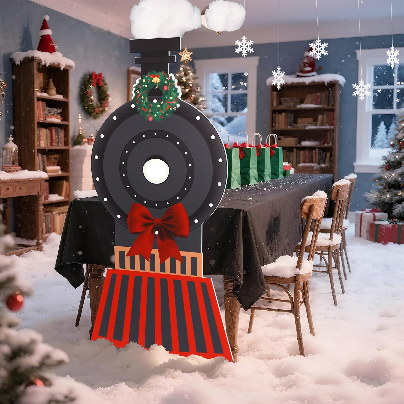 Oudain mise en scène festive avec décor de train pour photo souvenir