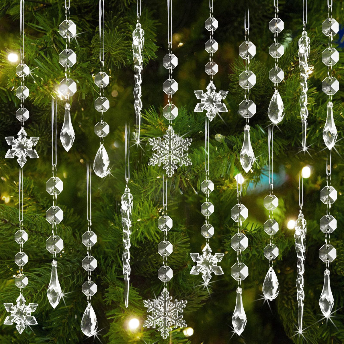 OuMuaMua sapin garni d'ornements cristal éclat lumineux