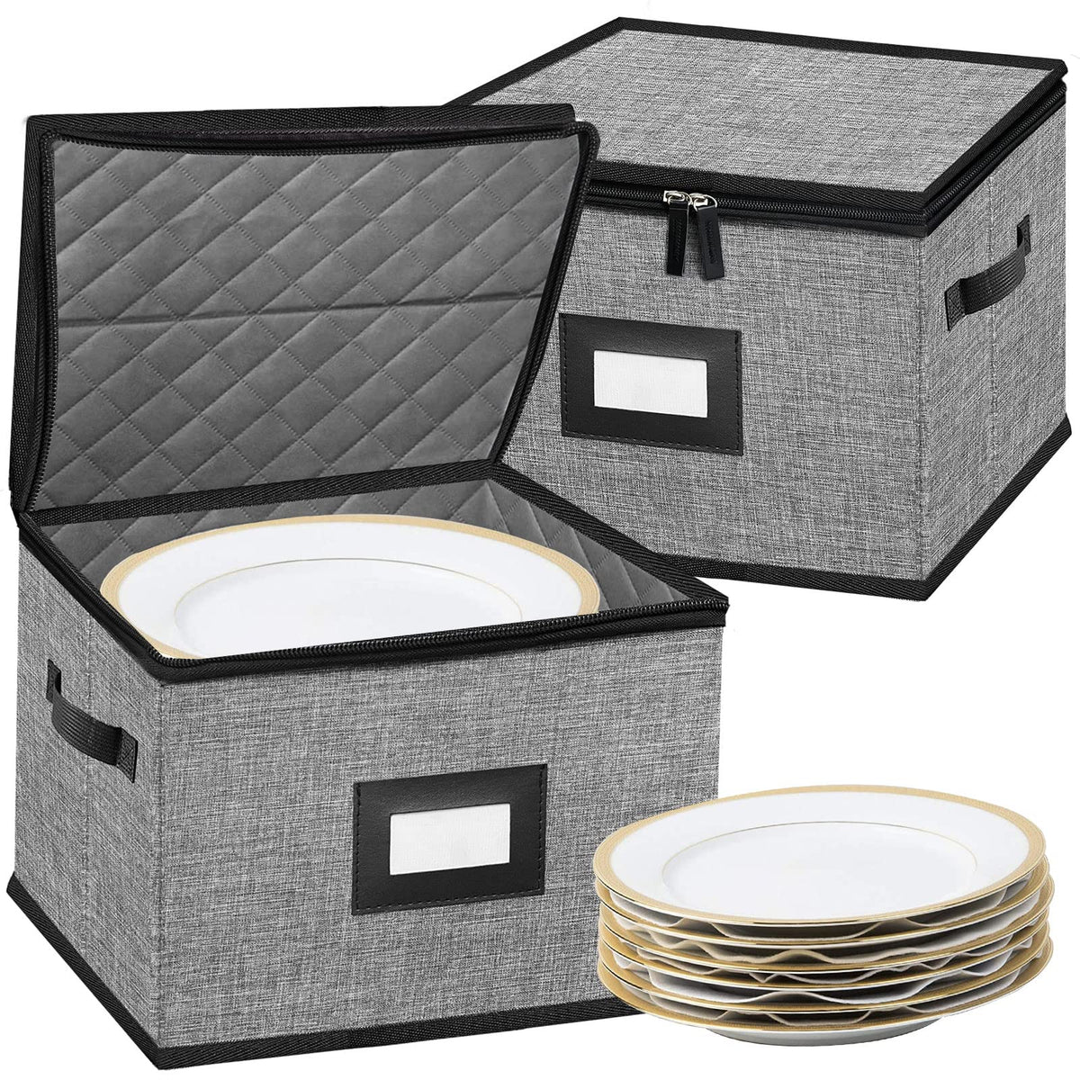 ouruer boîte face avant noire et grise pour rangement sûr de vaisselle