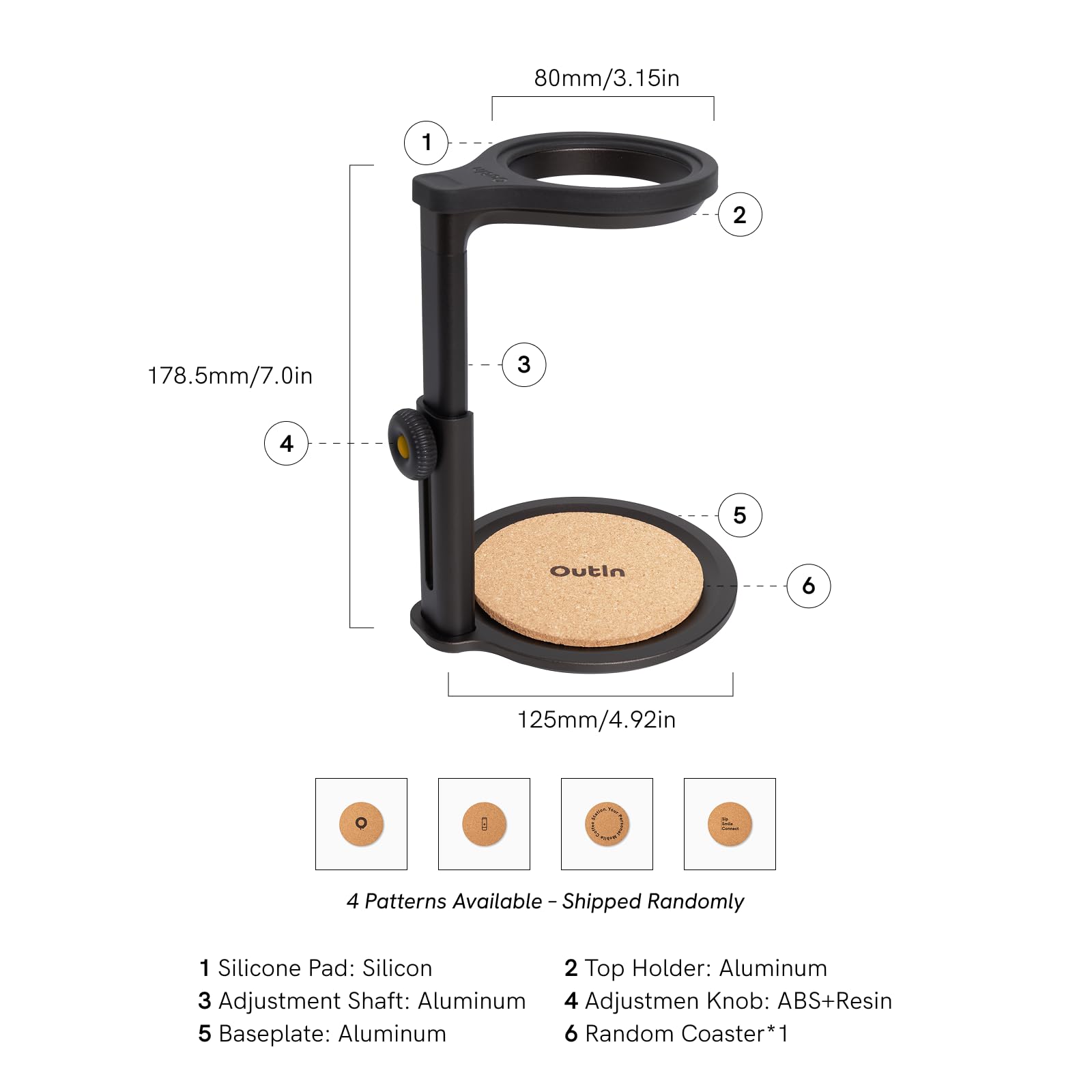 OutIn gros plan coussin en liège protégeant et stabilisant la tasse