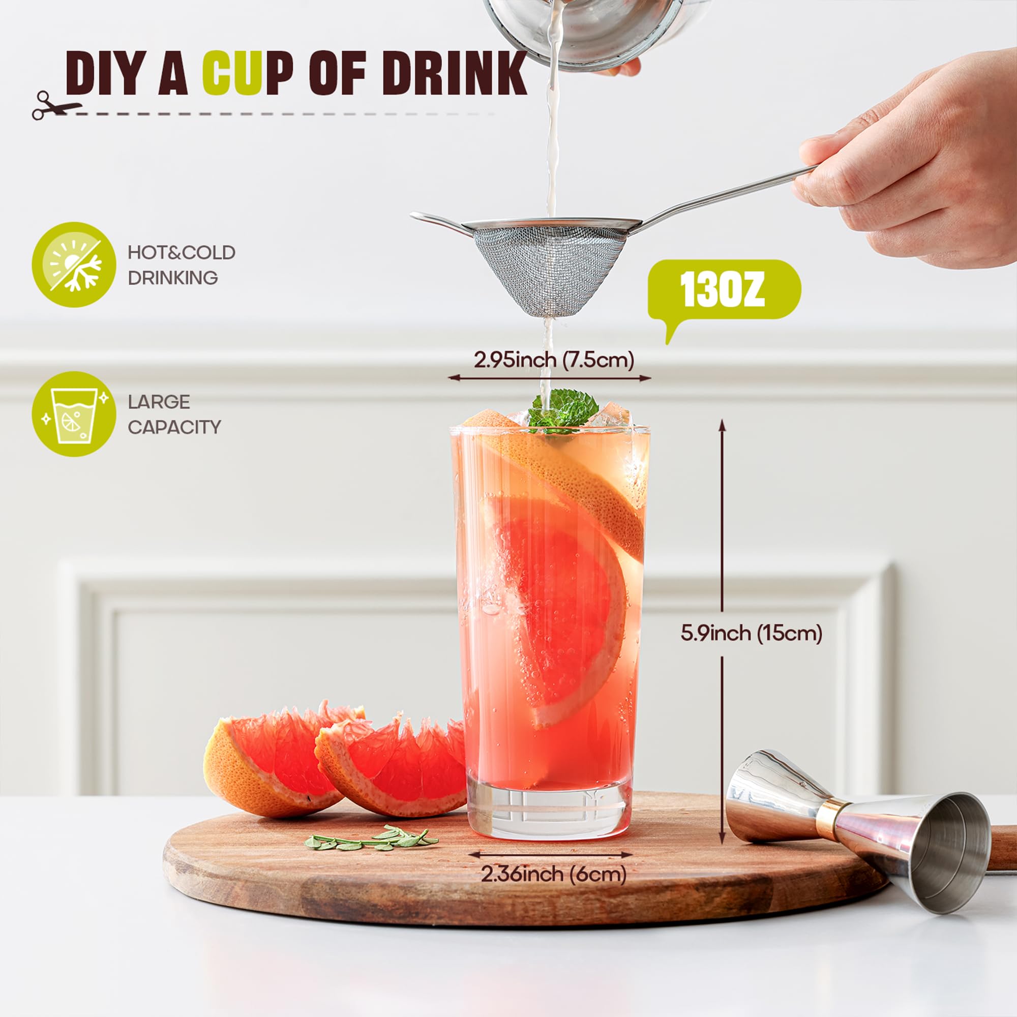 OUWO verre highball contenant cocktail effervescent pour présentation