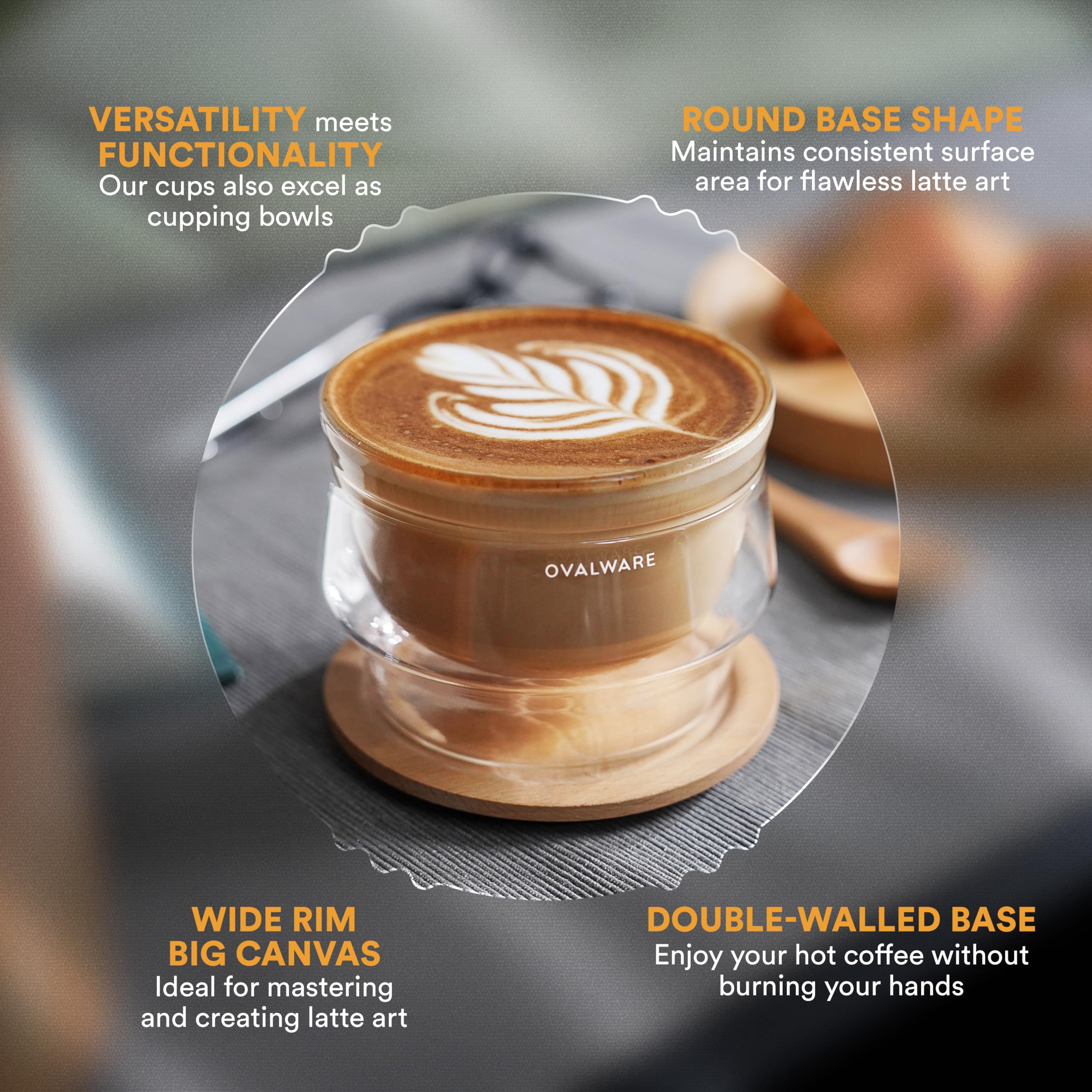 ovalware comparaison de taille avec une tasse standard, visuel du volume 250 ml