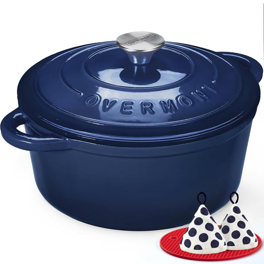 Overmont cocotte face avant indigo, design élégant et cuisson uniforme