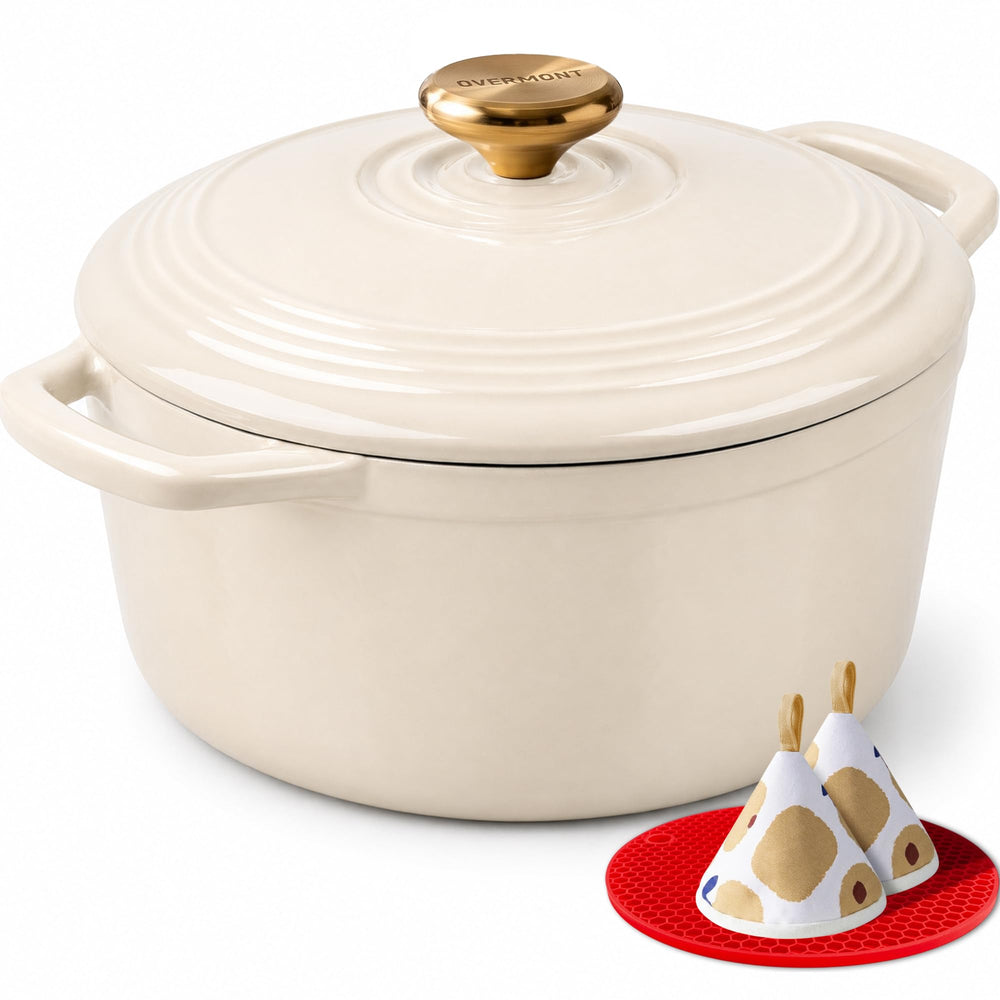 Overmont cocotte face ouverte montrant capacité et finition émaillée pour cuisson uniforme