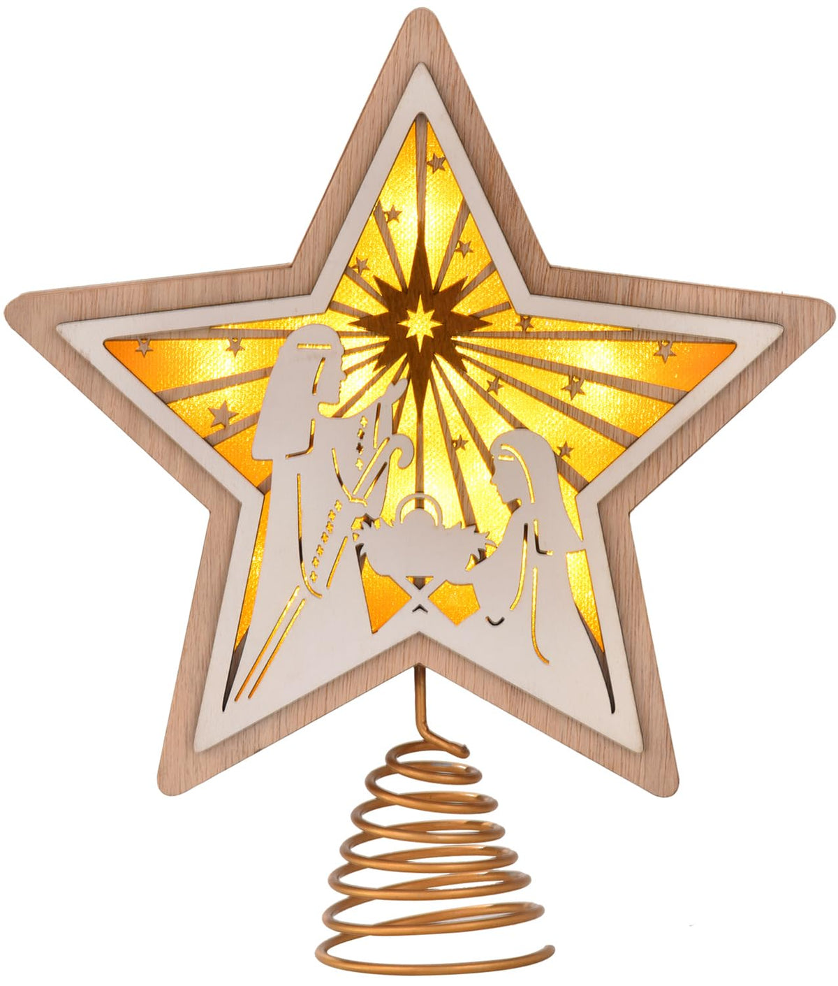 Ovootok étoile de sapin face avant, belle finition pailletée et effet lumineux