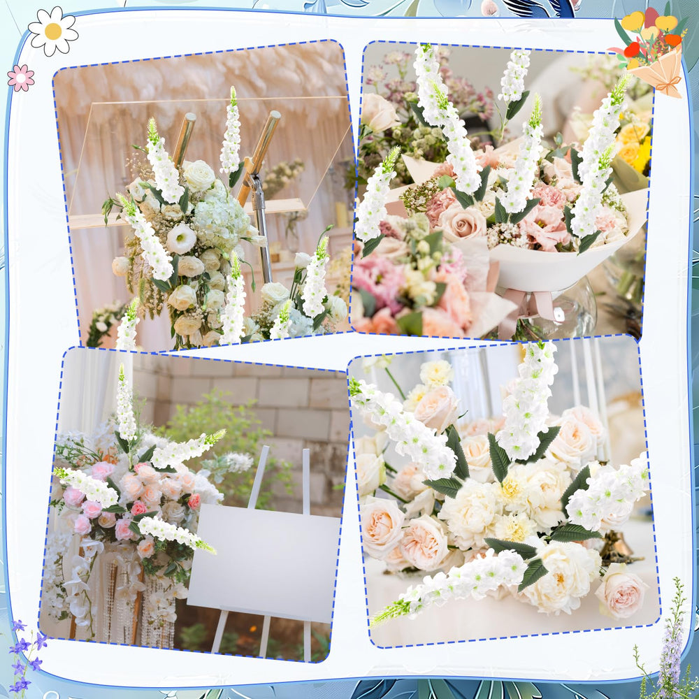 Ovveroche delphinium placé dans un vase haut pour un centre de table élégant