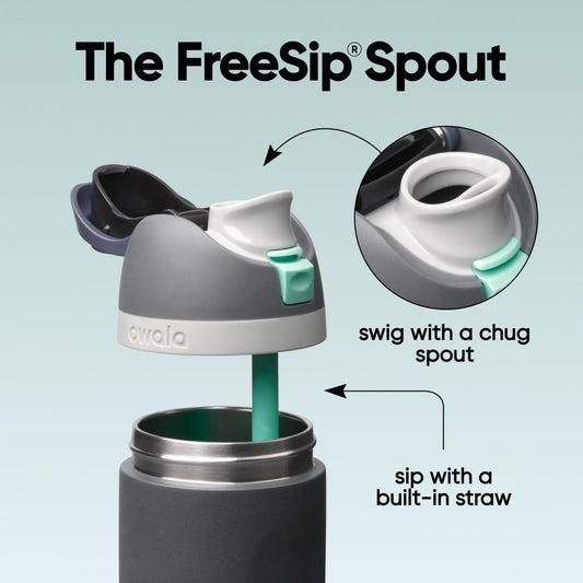 Owala FreeSip gros plan du bec-paille verrouillable pour boire hygiéniquement