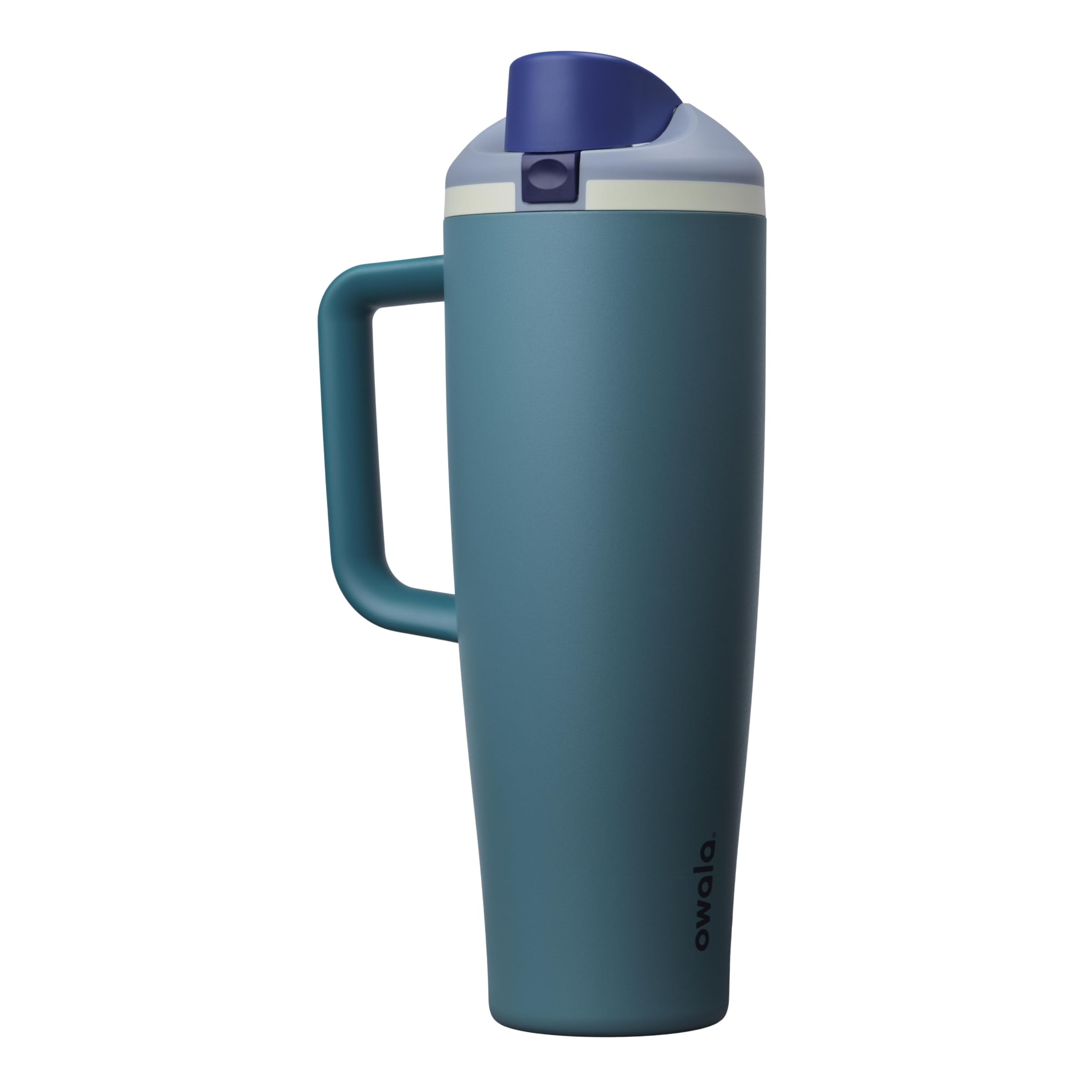 Owala FreeSip vue de face couleur denim montrant le design et la capacité
