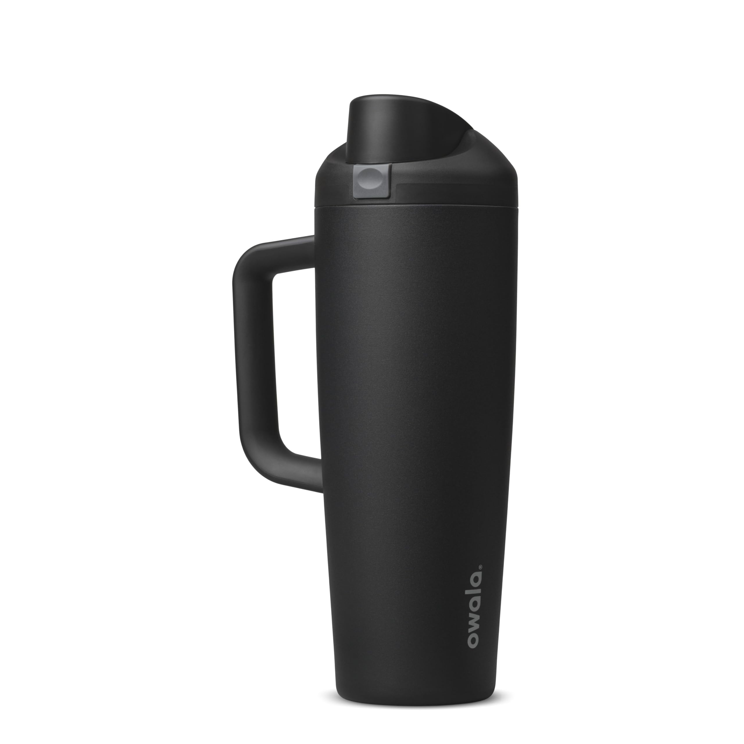 Owala FreeSip vue avant 30 oz montrant design durable et finition très foncée