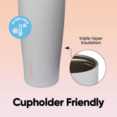 Owala FreeSip ouvert avec glaçons montrant l’ouverture large pour remplissage facile