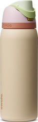 Owala FreeSip face avant montrant design rose/tan et bouchon pratique