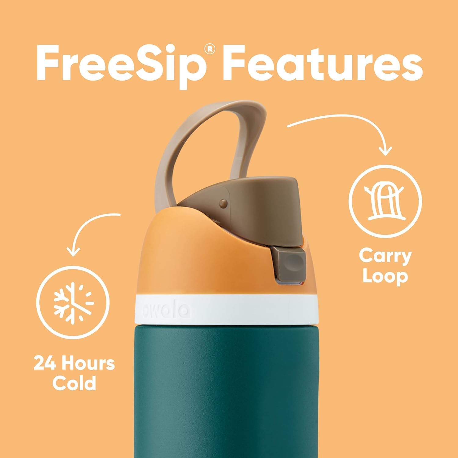 Owala FreeSip ouverture large et paille intégrée pour nettoyage facile et ajout de glaçons