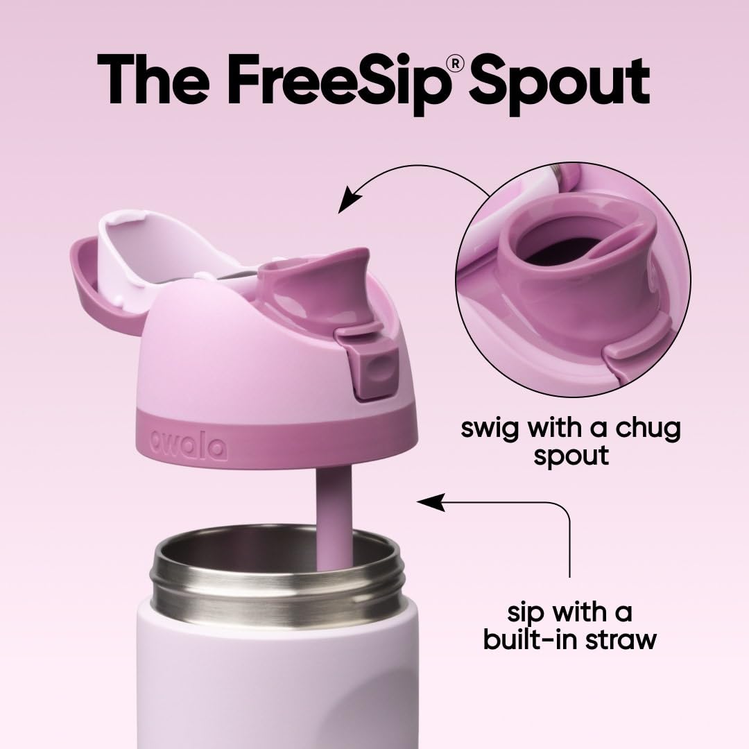 Owala FreeSip gros plan sur le bouchon verrouillable pour ouvrir d'une main