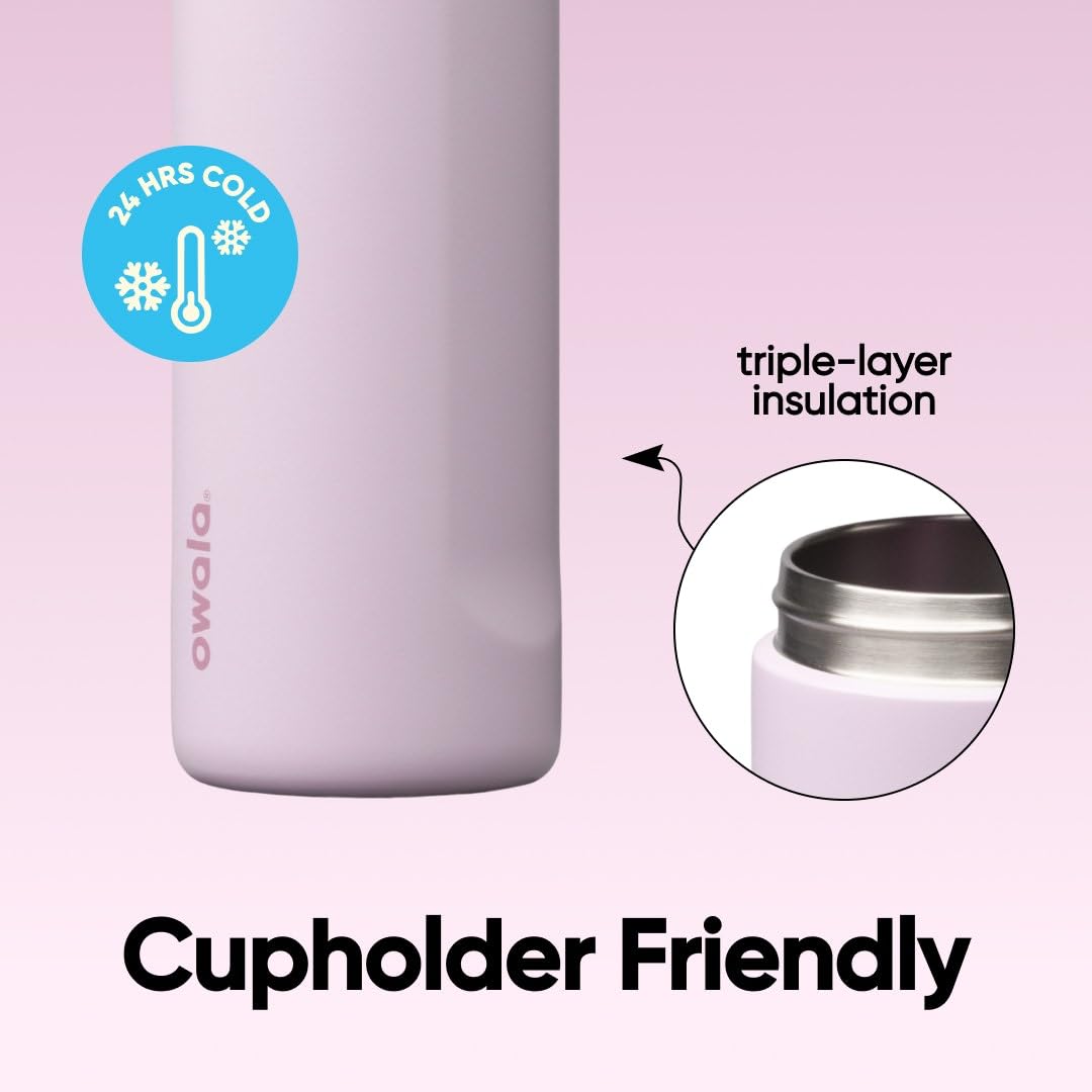 Owala FreeSip utilisée en course avec la boucle de transport sécurisée