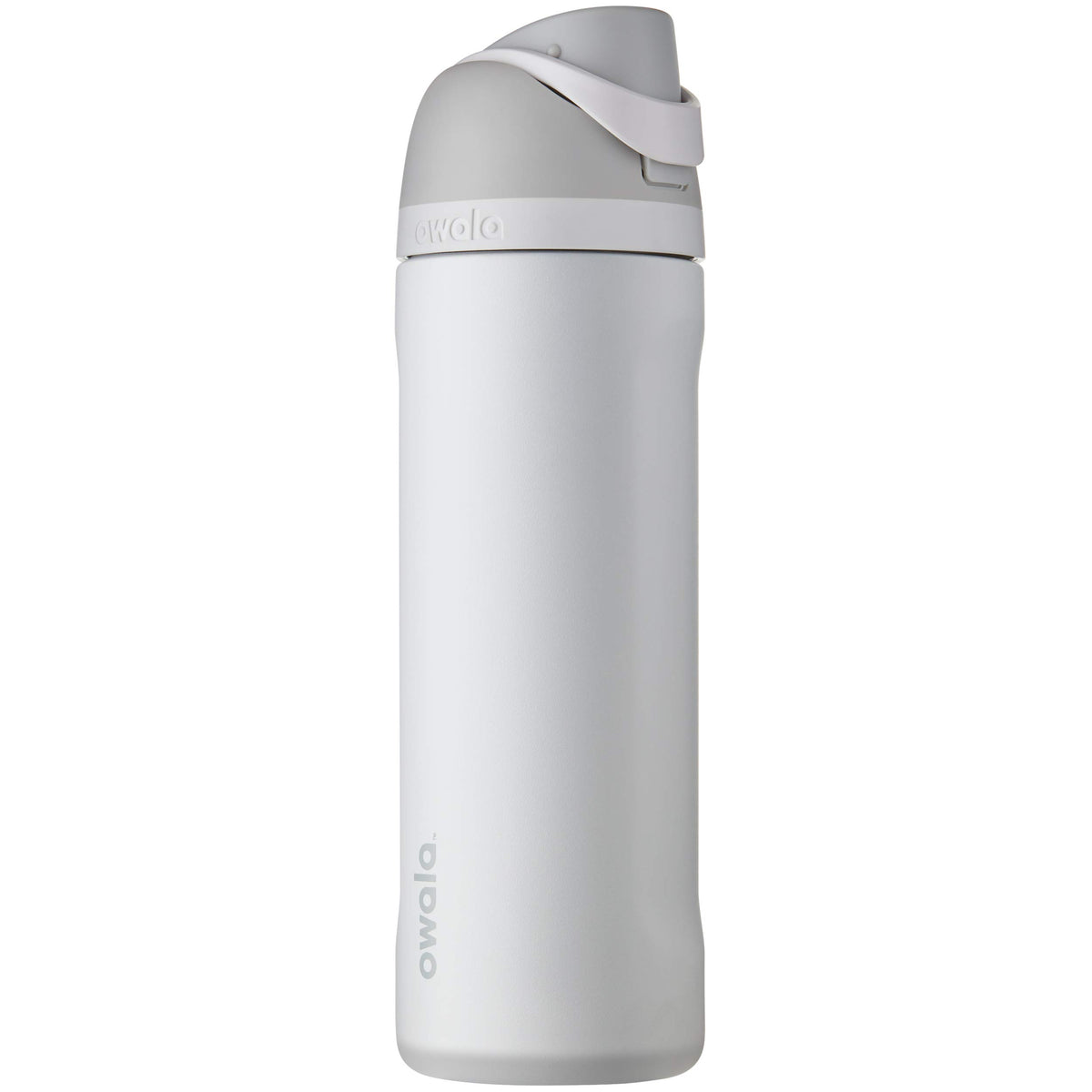 Owala vue face montrant la couleur Shy Marshmallow et facilité d'utilisation