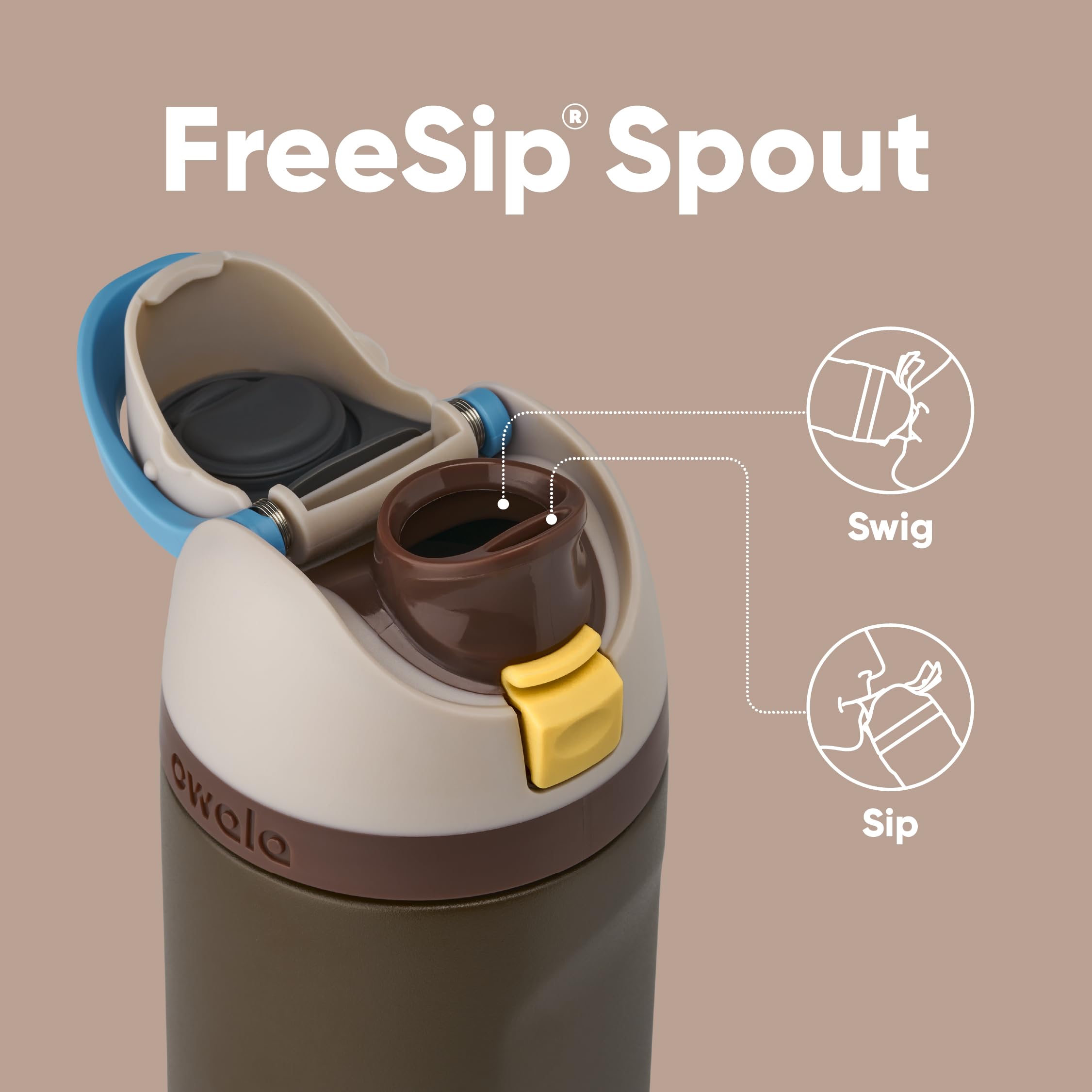Owala Mandalorian profil du bec FreeSip démontrant praticité de boisson