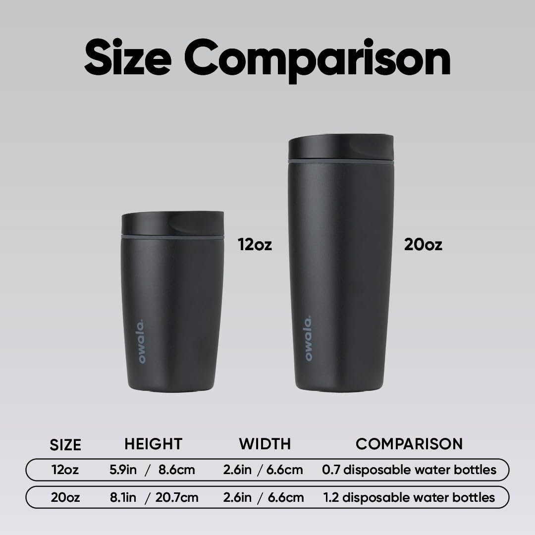 Owala SmoothSip posé à côté d'un carnet pour visualiser la taille 12 oz