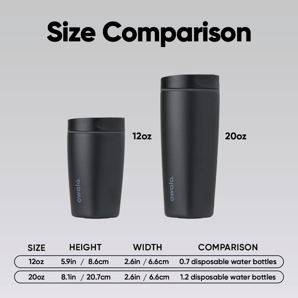 Owala SmoothSip posé à côté d'un carnet pour visualiser la taille 12 oz