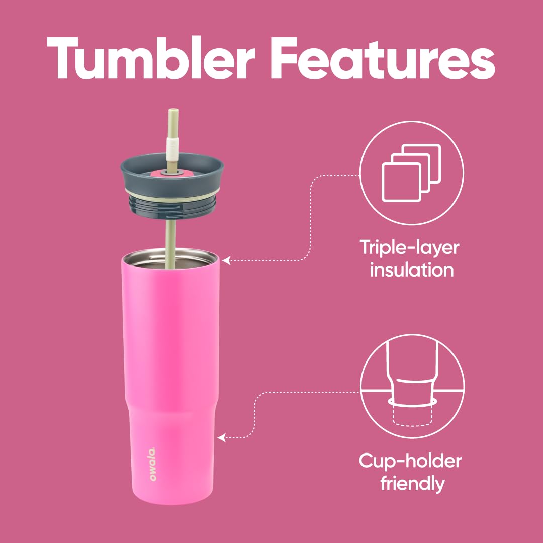 Owala Tumbler détail du bec et paille amovible pour boire facilement et proprement