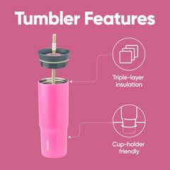 Owala Tumbler détail du bec et paille amovible pour boire facilement et proprement