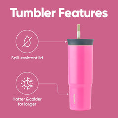 Owala Tumbler gros plan acier inoxydable double paroi pour limiter la condensation