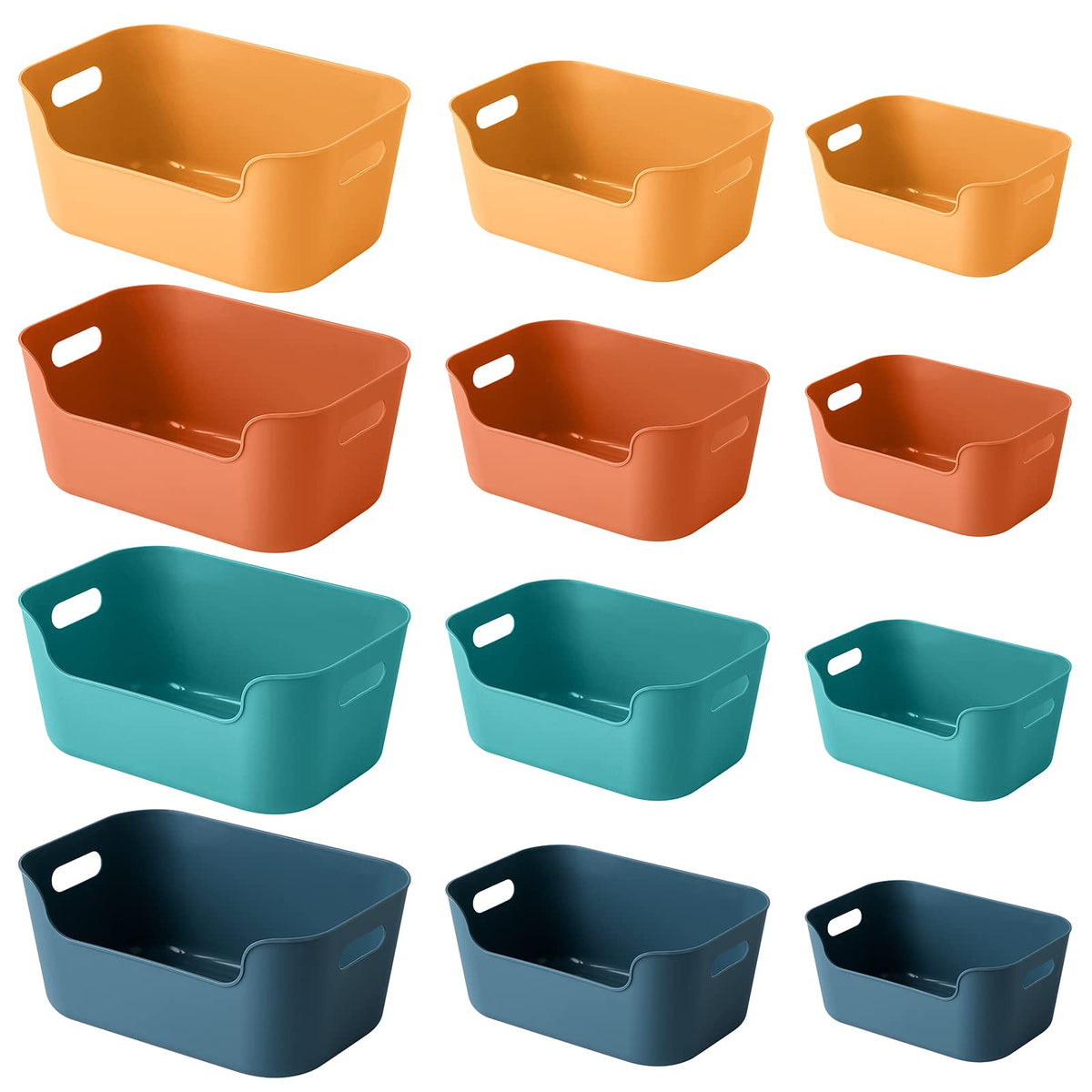 OWill face avant ensemble de 12 bacs colorés montrant organisation facile