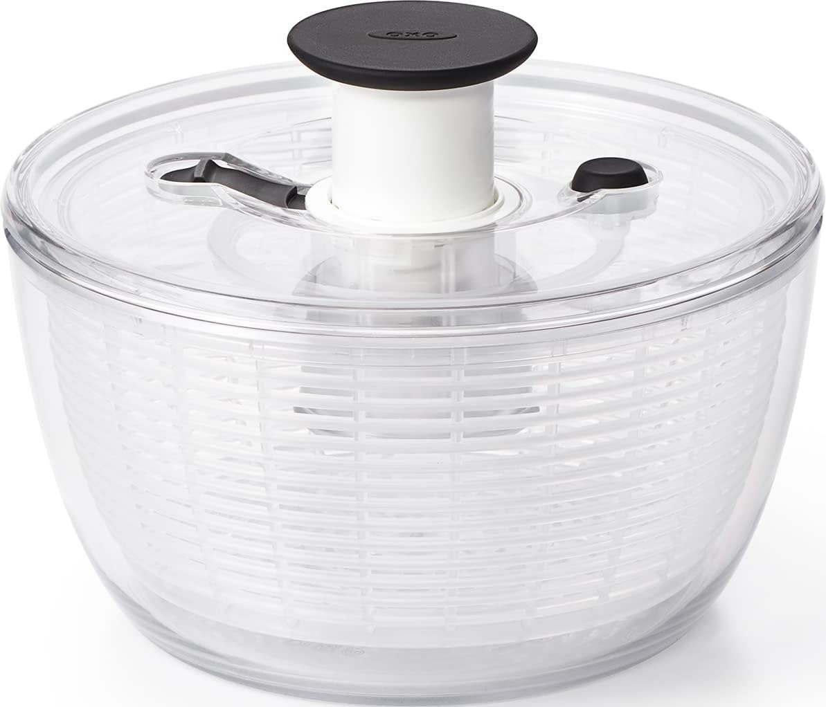 OXO essoreuse face avant montrant compactitude et fonctionnement pratique