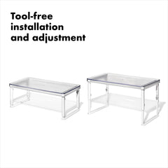 OXO Good Grips gros plan sur pieds coniques offrant gain d'espace sous la tablette