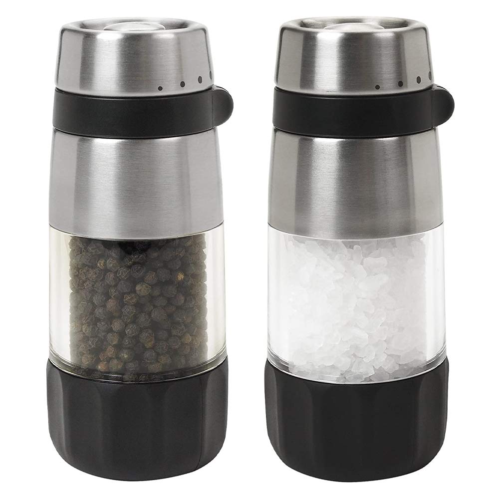 OXO Good Grips vue frontale affichant le duo sel et poivre élégant