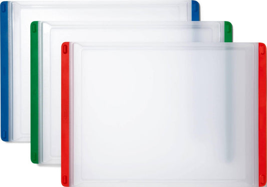 OXO Good Grips vue avant des trois planches colorées pour organisation et hygiène